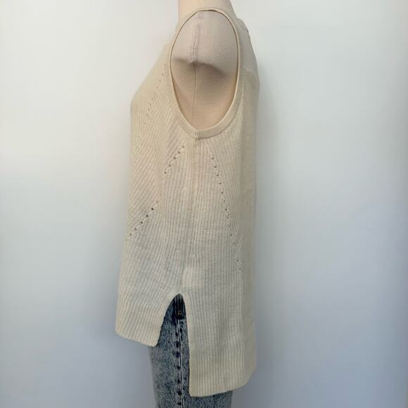 White + Warren Cashmere Silk Sweater Shell Sleeveless Tank Cream | Size Medium - Picture 3 of 8